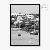 Hamilton Bermuda Black and White Fine Art Photo Print, Harbor Waterfront Wall Decor Poster