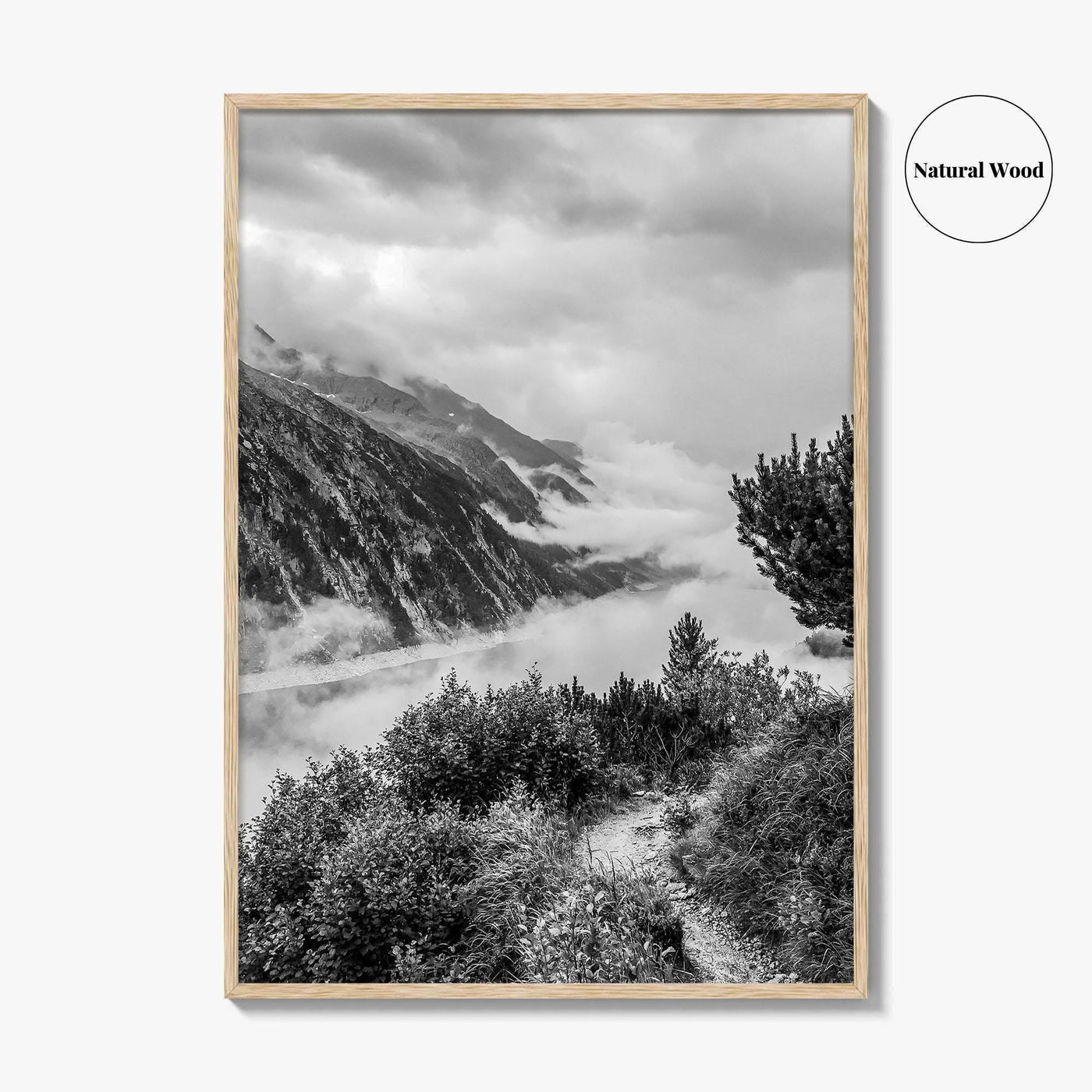 Schlegeis Lake Black and White Fine Art Photo Print, Zillertal Alps Mayrhofen Tyrol Poster