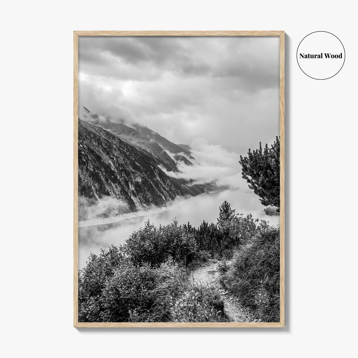 Schlegeis Lake Black and White Fine Art Photo Print, Zillertal Alps Mayrhofen Tyrol Poster