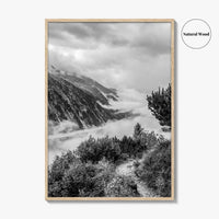 Schlegeis Lake Black and White Fine Art Photo Print, Zillertal Alps Mayrhofen Tyrol Poster