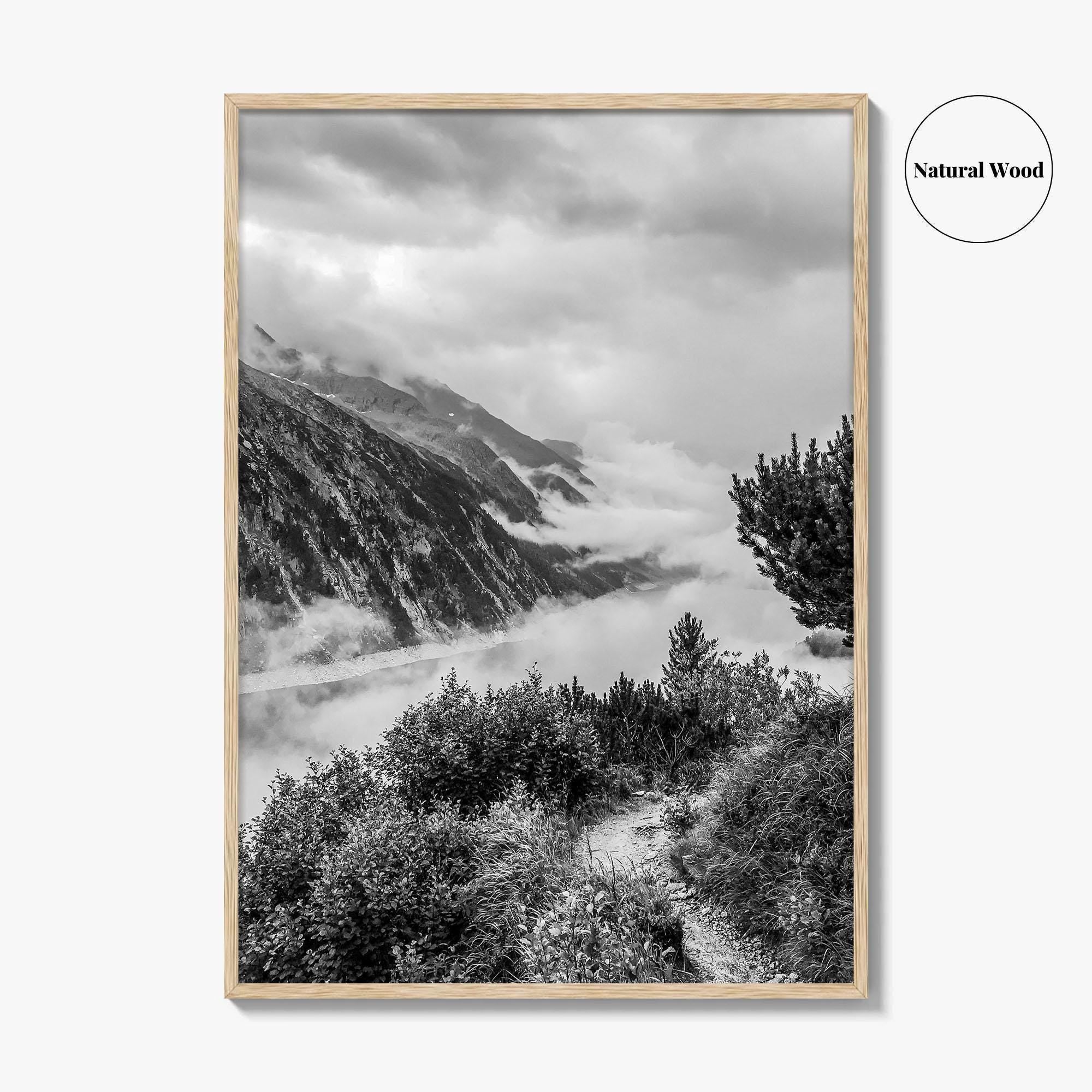 Schlegeis Lake Black and White Fine Art Photo Print, Zillertal Alps Mayrhofen Tyrol Poster