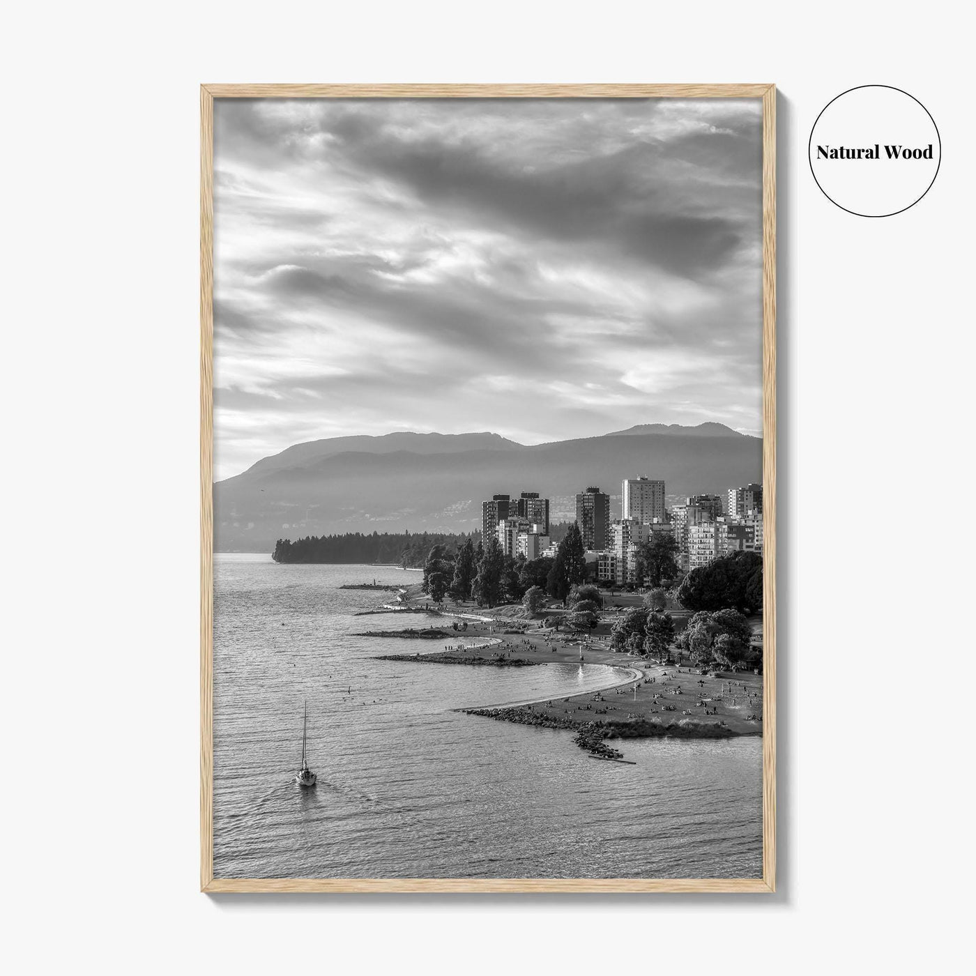 Vancouver Skyline Black and White Fine Art Photo Print, False Creek Poster, Canada Poster