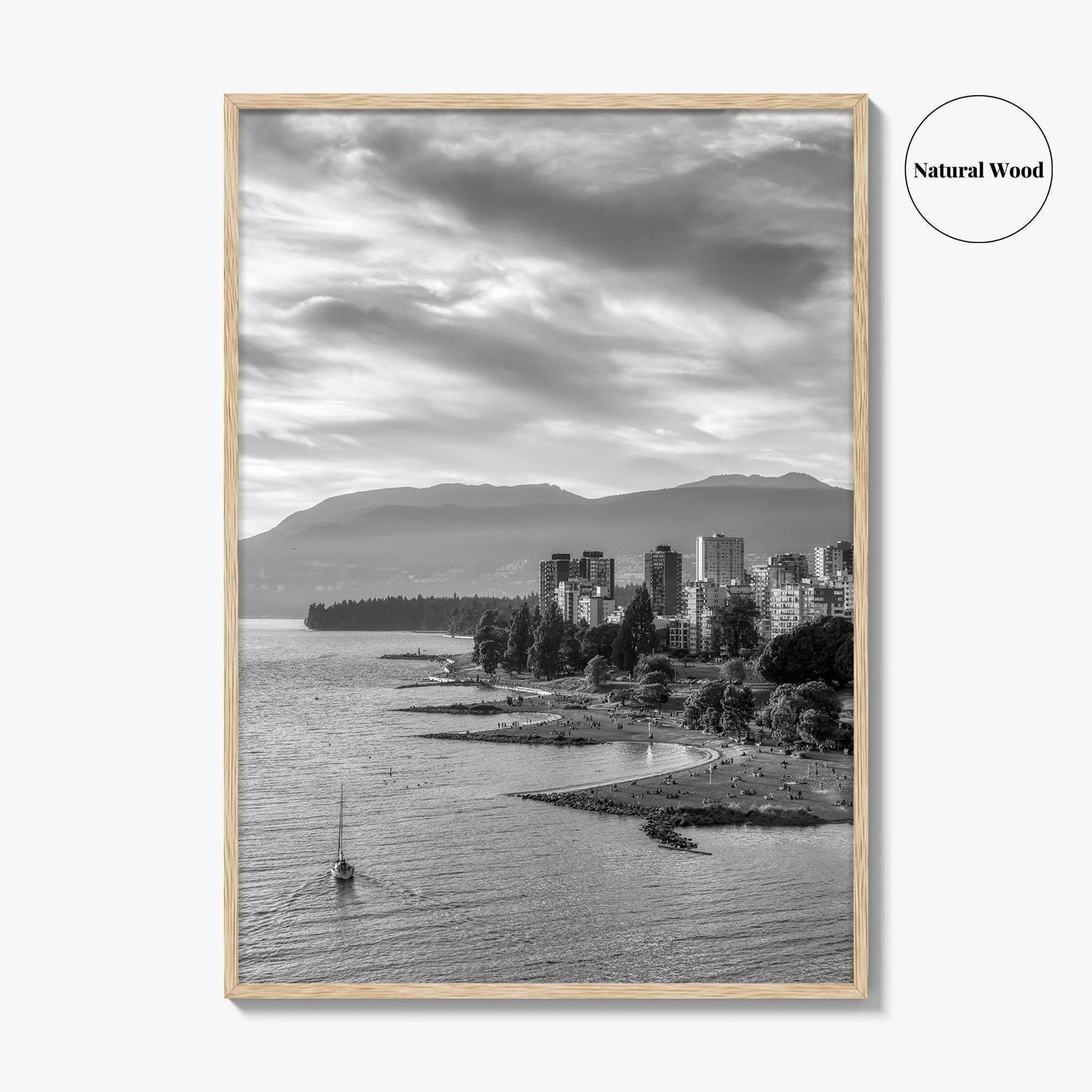 Vancouver Skyline Black and White Fine Art Photo Print, False Creek Poster, Canada Poster