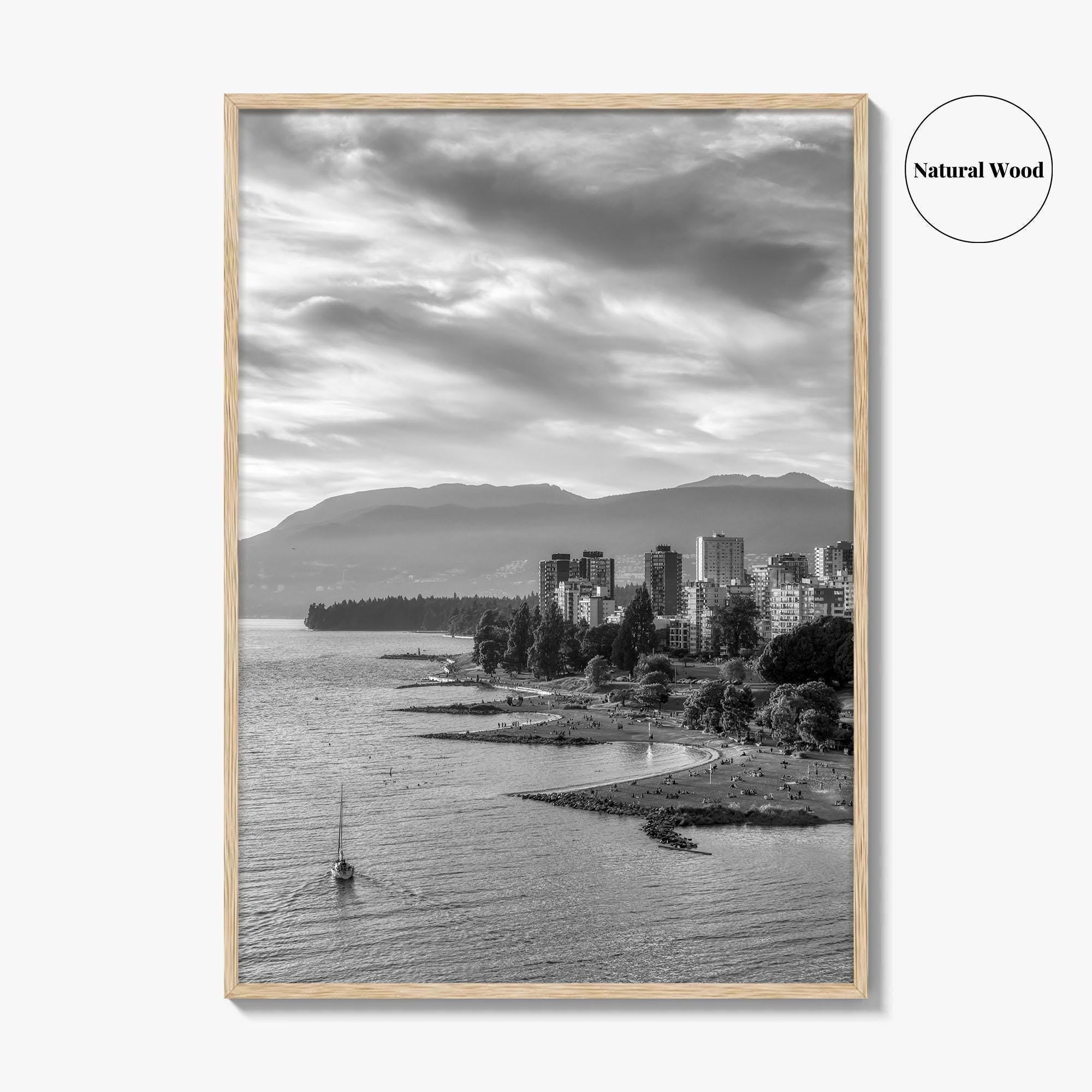 Vancouver Skyline Black and White Fine Art Photo Print, False Creek Poster, Canada Poster
