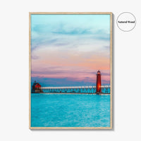 Grand Haven Fine Art Photo Print, Lake Michigan, South Pierhead Lighthouse, USA Poster