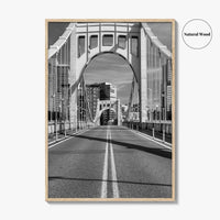 Pittsburgh Black and White Fine Art Photo Print, Roberto Clemente Bridge Poster, Pennsylvania