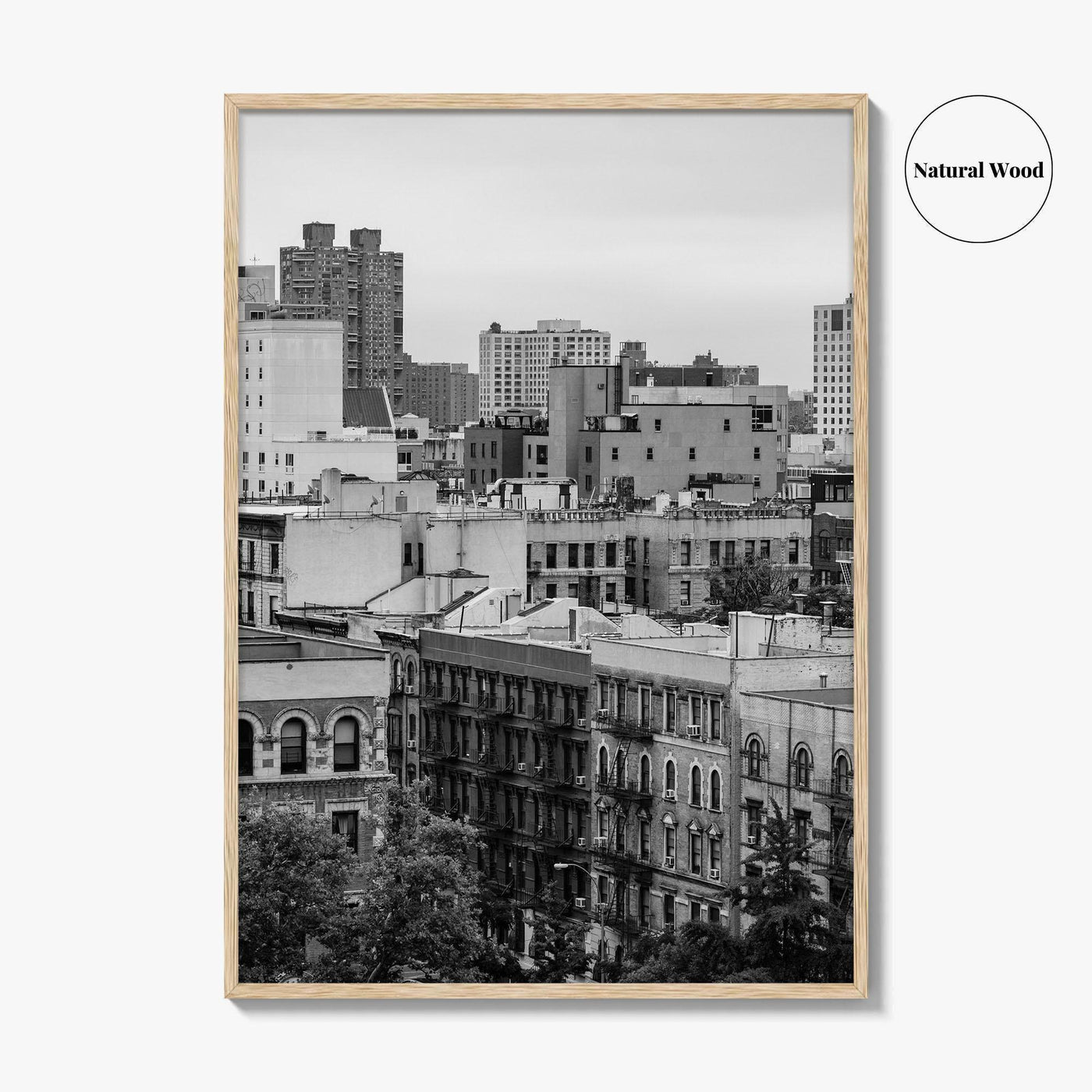 Harlem Skyline Black and White Fine Art Photo Print, Manhattan NYC Wall Decor Poster