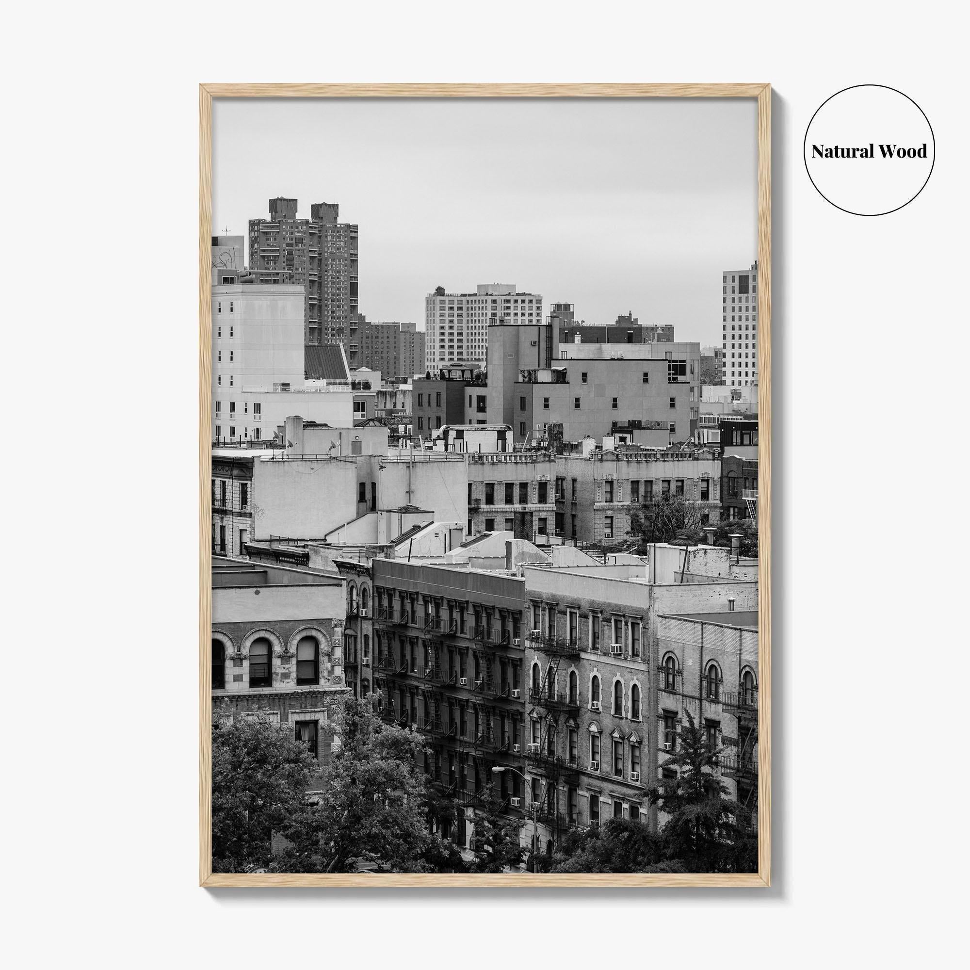 Harlem Skyline Black and White Fine Art Photo Print, Manhattan NYC Wall Decor Poster