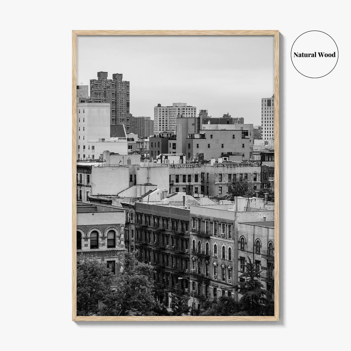 Harlem Skyline Black and White Fine Art Photo Print, Manhattan NYC Wall Decor Poster