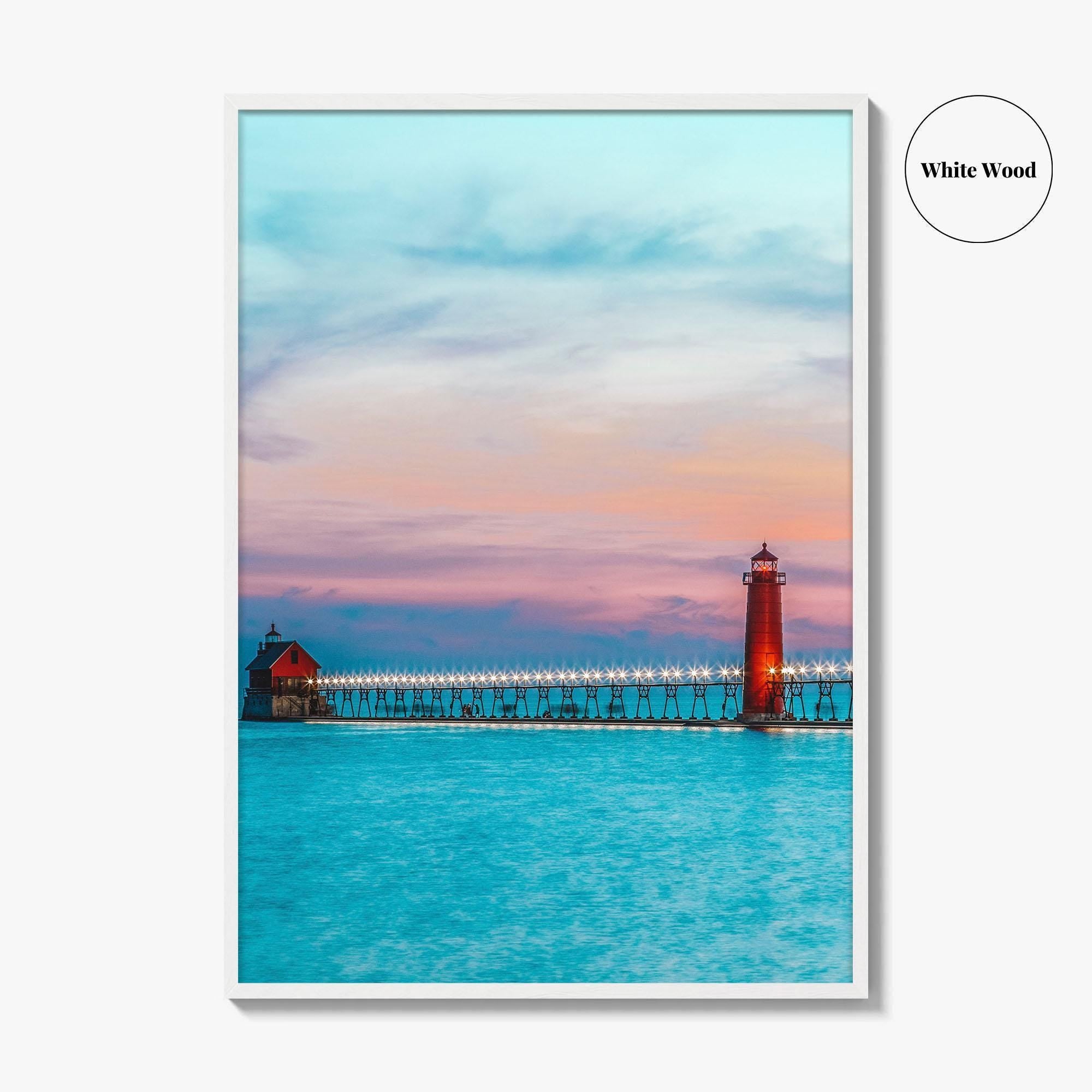 Grand Haven Fine Art Photo Print, Lake Michigan, South Pierhead Lighthouse, USA Poster