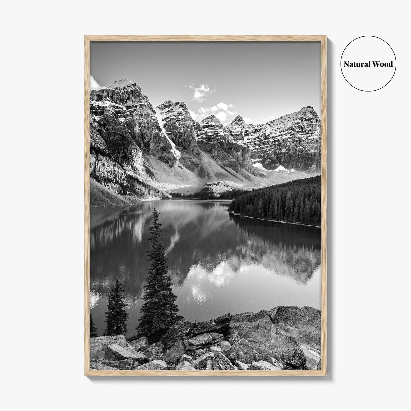 Moraine Lake Black and White Fine Art Photo Print, Banff National Park, Alberta Canada