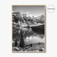 Moraine Lake Black and White Fine Art Photo Print, Banff National Park, Alberta Canada