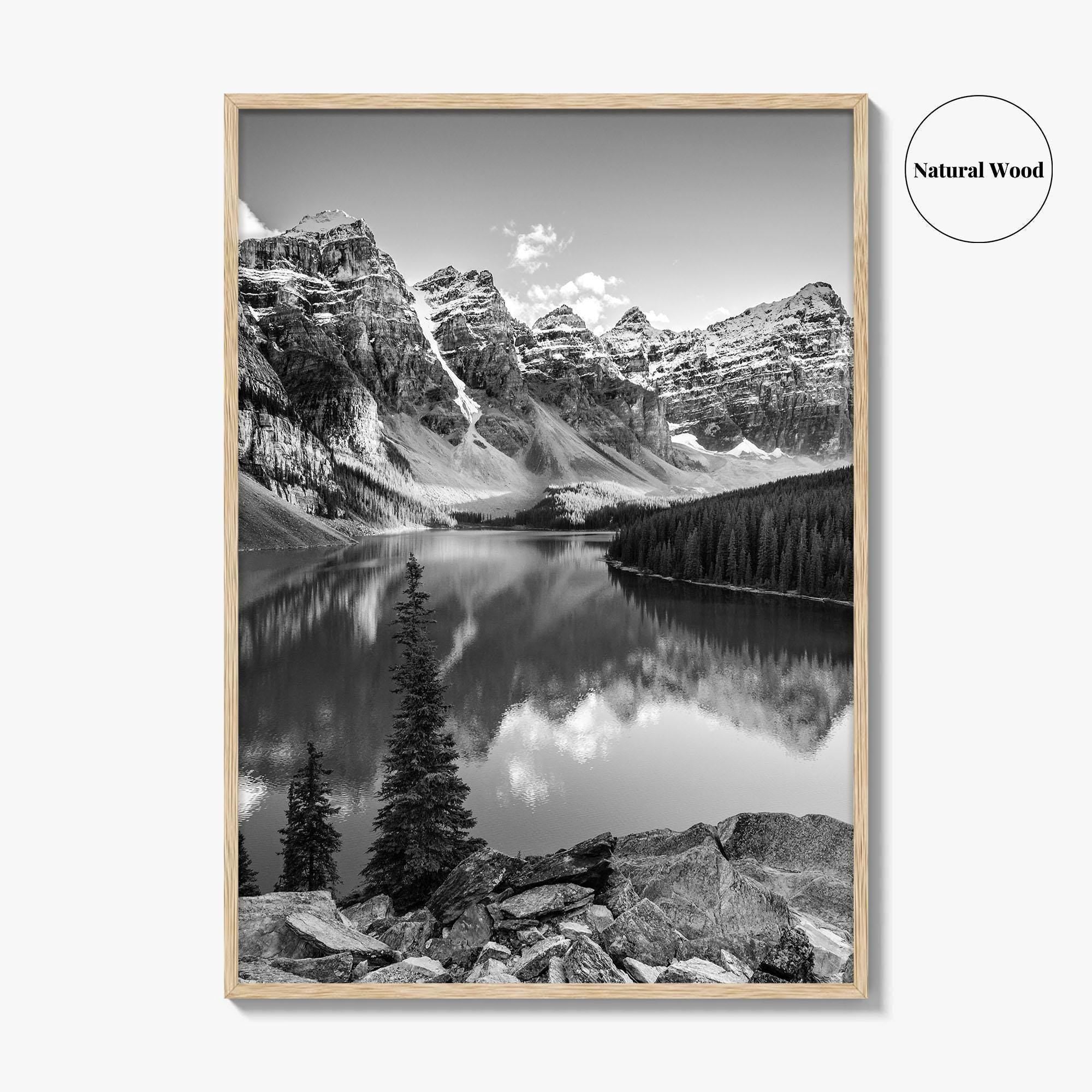 Moraine Lake Black and White Fine Art Photo Print, Banff National Park, Alberta Canada