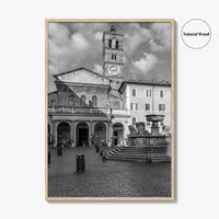 Trastevere Black and White Fine Art Photo Print, Santa Maria Basilica, Rome Roma Italy