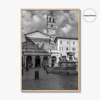 Trastevere Black and White Fine Art Photo Print, Santa Maria Basilica, Rome Roma Italy