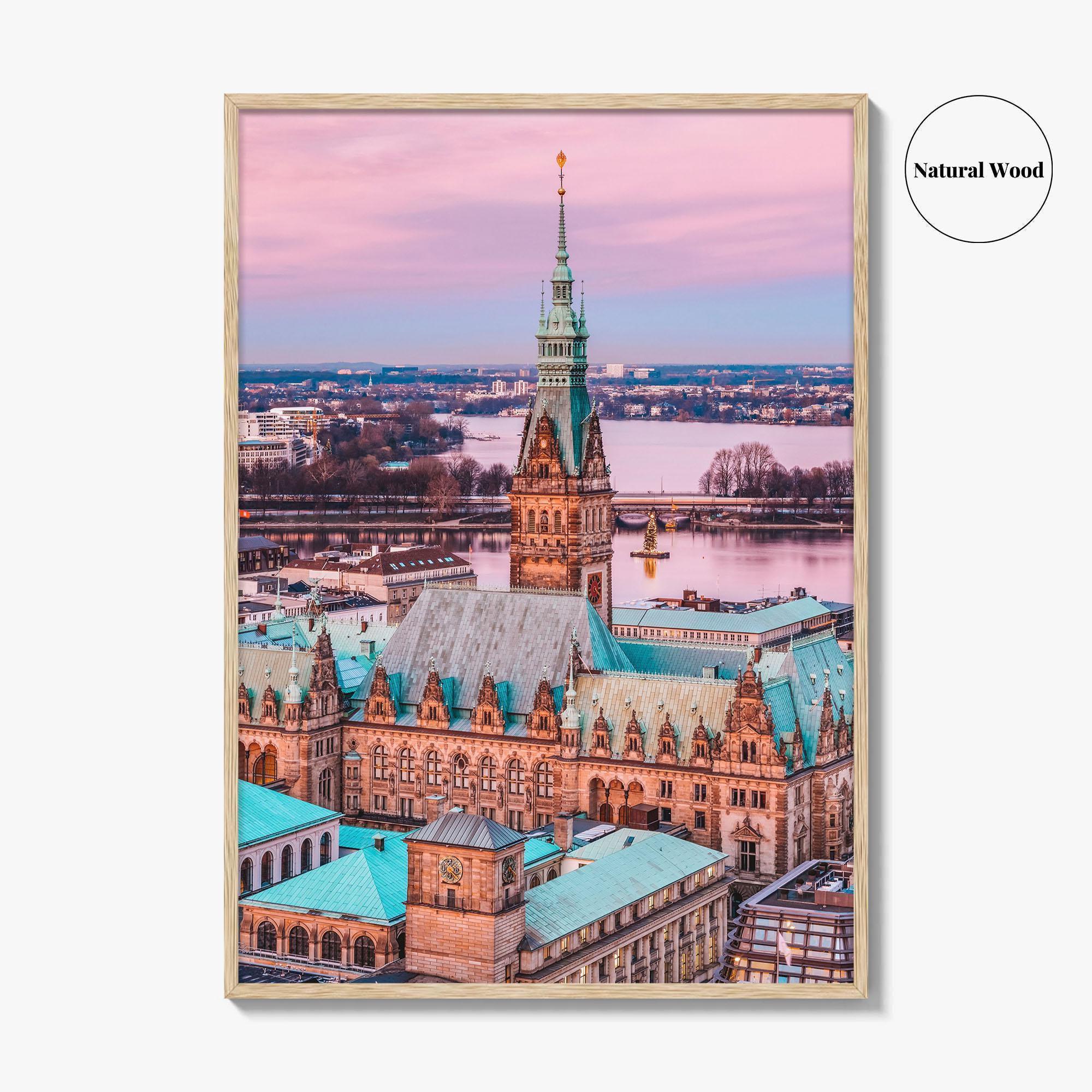 Hamburg Skyline Fine Art Photo Print, Germany, Rathaus, Alster Lake, Poster