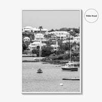 Hamilton Bermuda Black and White Fine Art Photo Print, Harbor Waterfront Wall Decor Poster