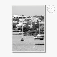 Hamilton Bermuda Black and White Fine Art Photo Print, Harbor Waterfront Wall Decor Poster