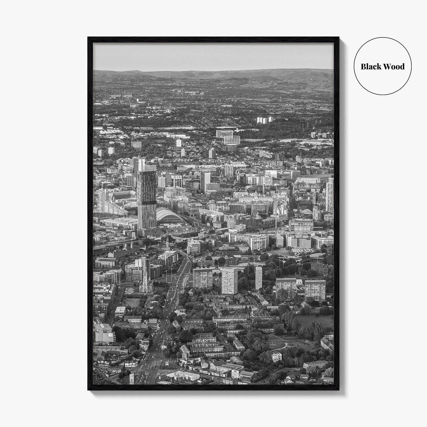 Manchester Skyline Black and White Fine Art Photo Print, England Poster