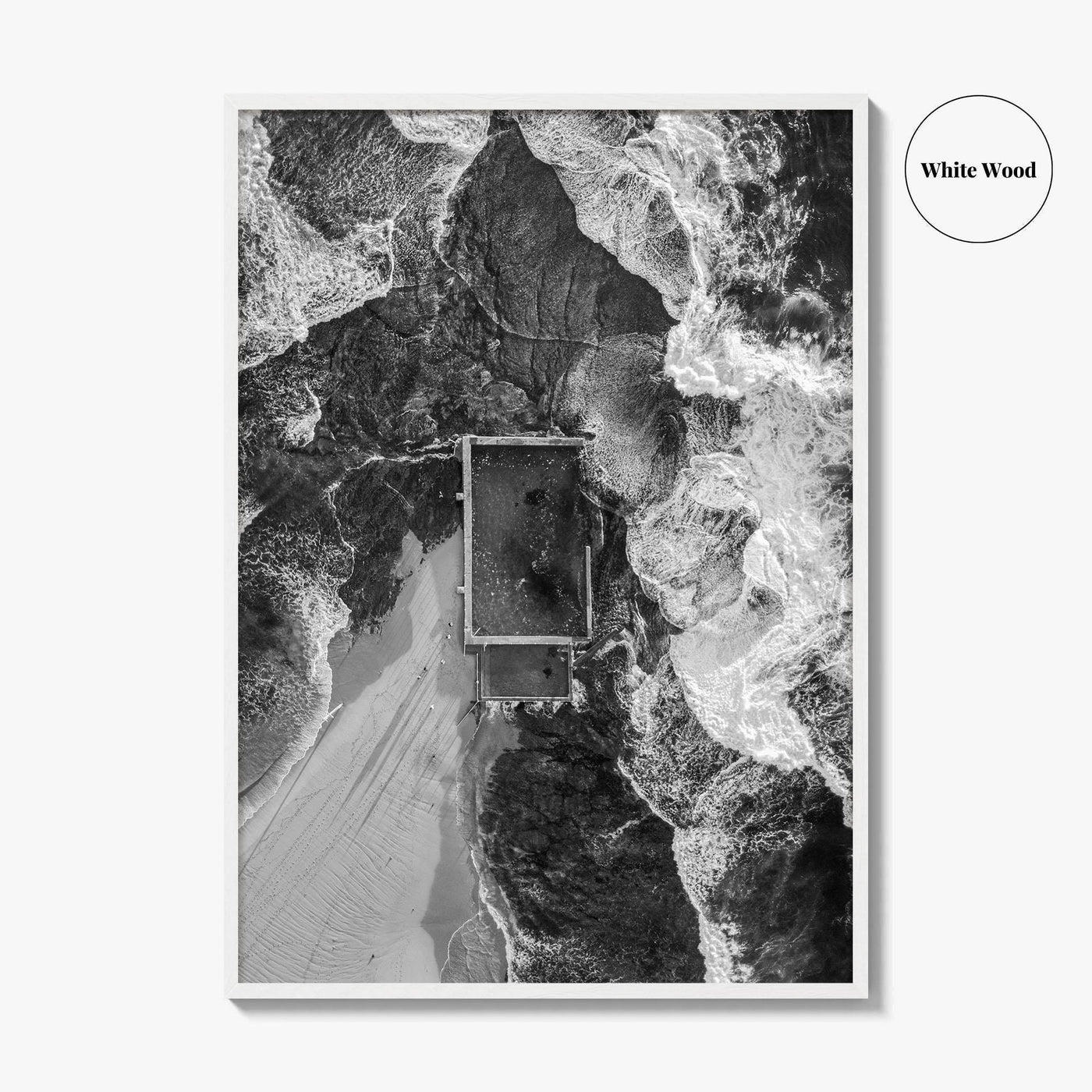 Mona Vale Rock Pool Black and White Fine Art Photo Print, Sydney Australia Poster
