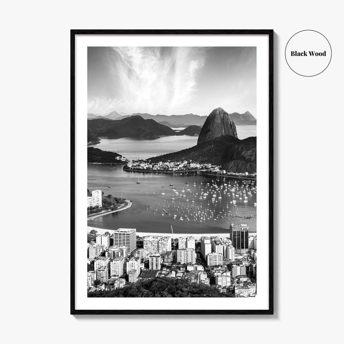 Rio de Janeiro Skyline Black and White Fine Art Photo Print, Brazil Poster