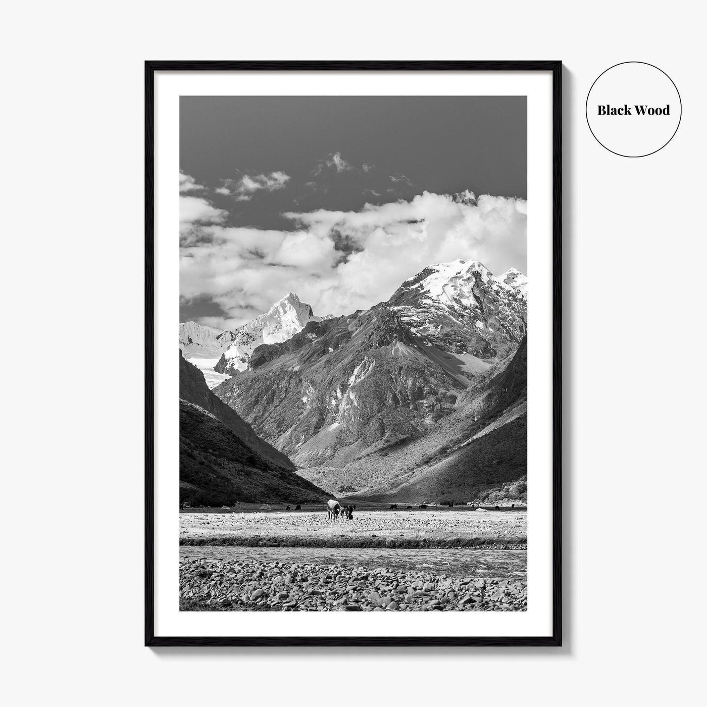 Peru Black and White Fine Art Photo Print, Andes Mountains, Cordillera Blanca Wall Poster