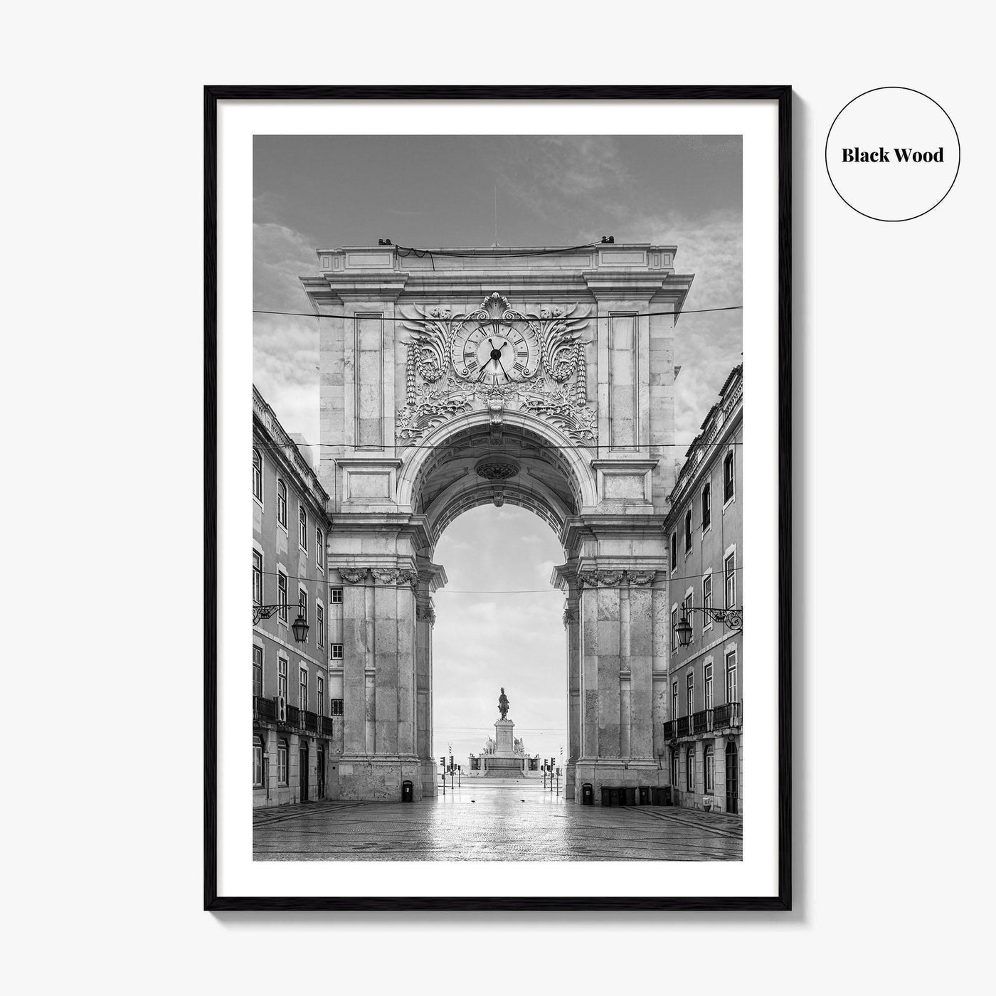 Lisbon Black and White Fine Art Photo Print, Praca do Comercio Poster, Portugal