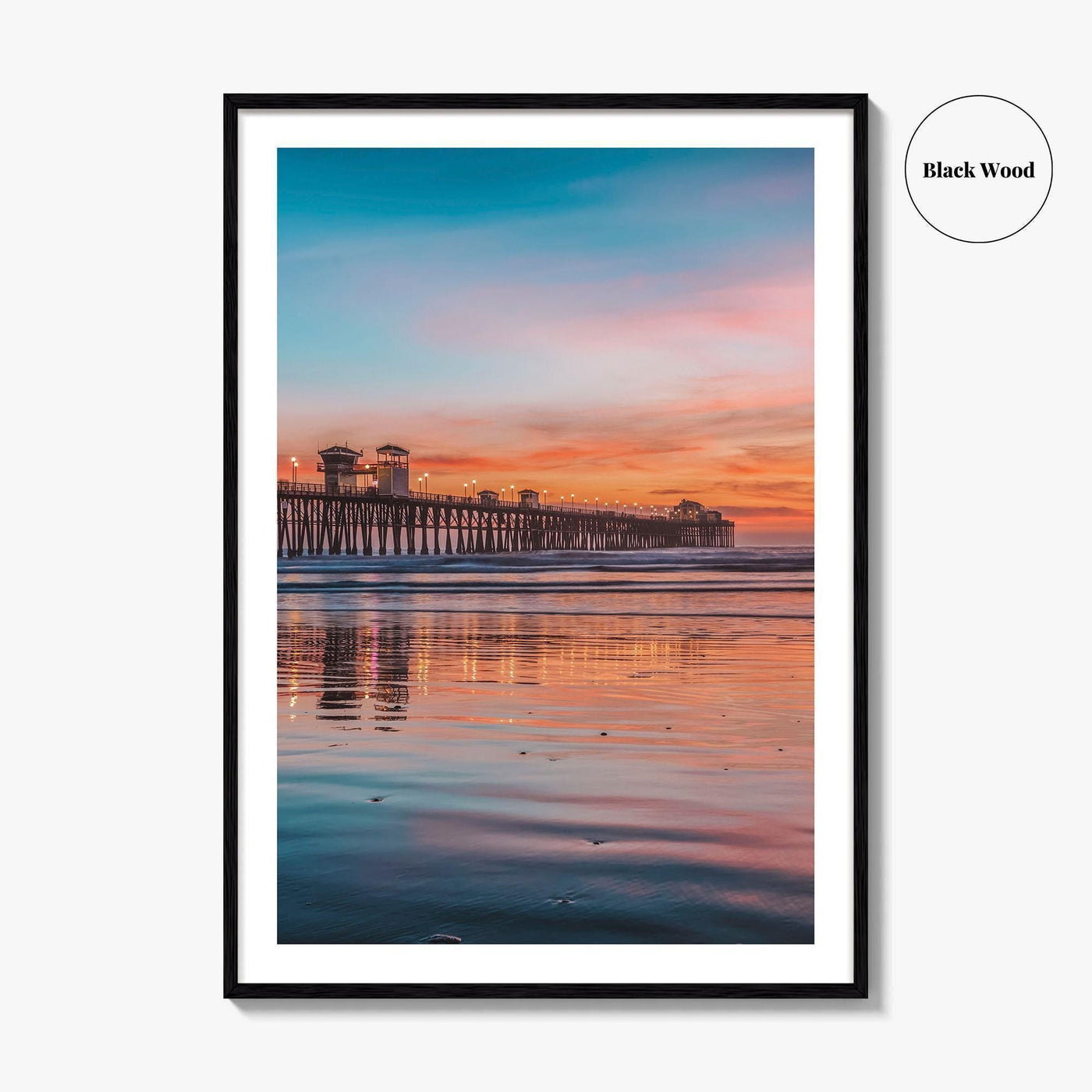 Oceanside Fine Art Photo Print, Pier Beach, San Diego California USA Wall Poster