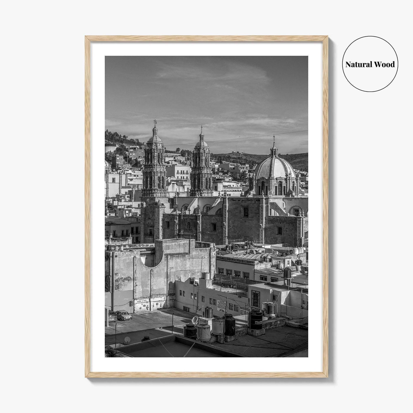 Zacatecas Black and White Fine Art Photo Print, Zacatecas City Mexico Wall Poster