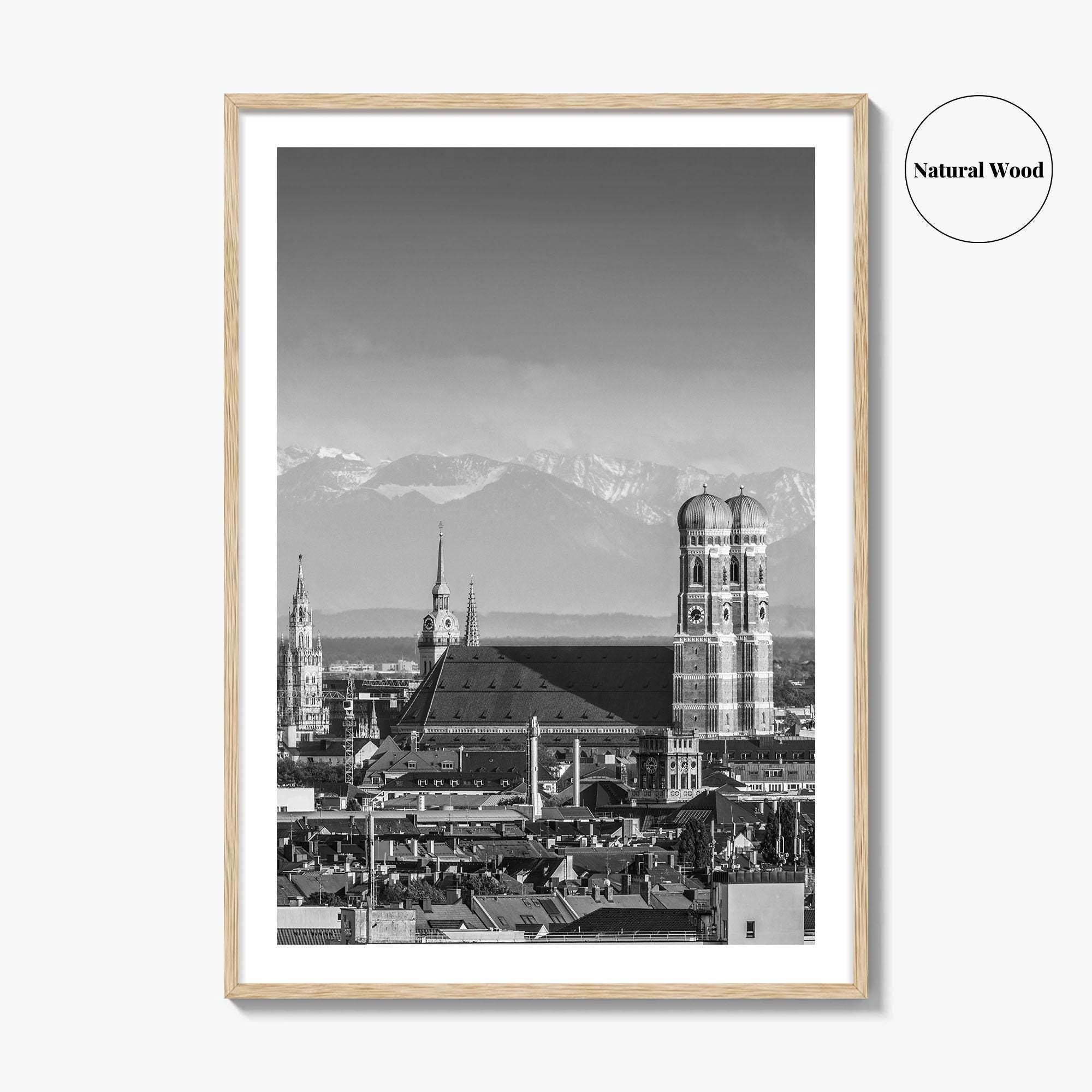 Munich Black and White Fine Art Photo Print, Bavaria Germany Wall Decor Poster