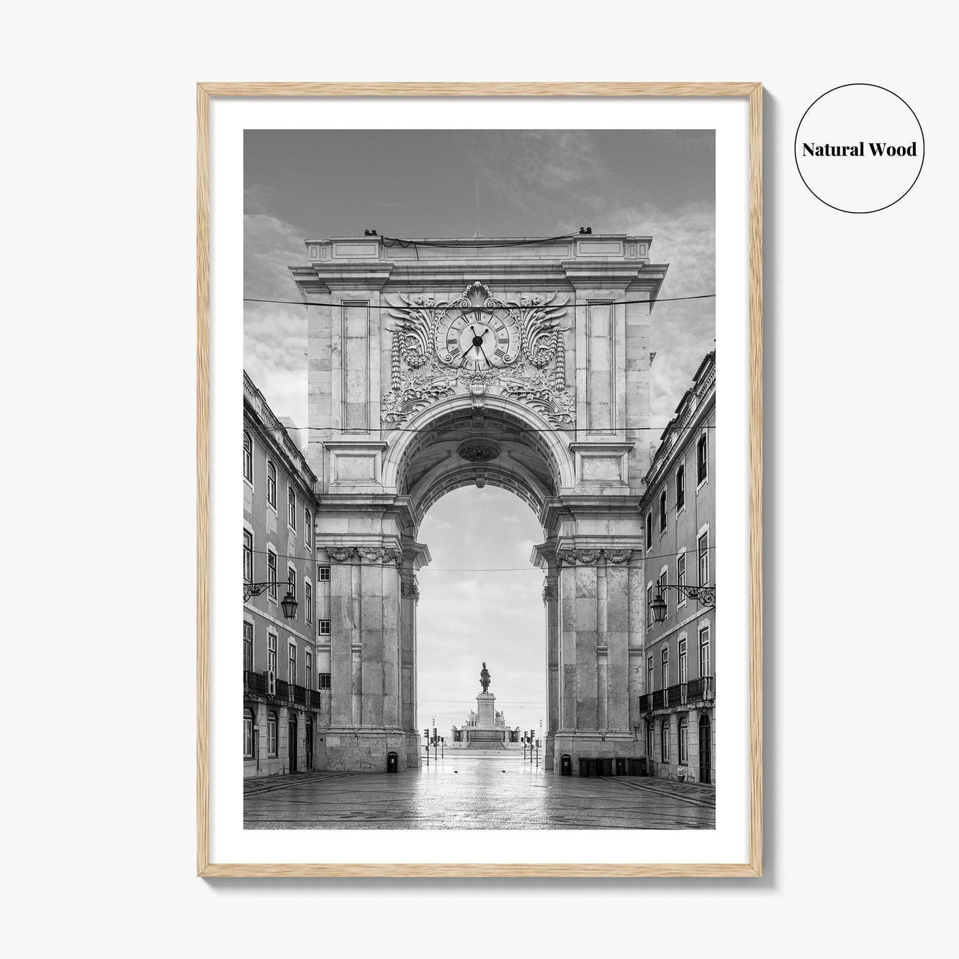 Lisbon Black and White Fine Art Photo Print, Praca do Comercio Poster, Portugal