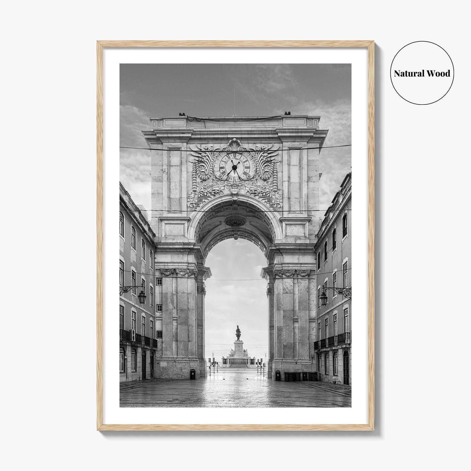 Lisbon Black and White Fine Art Photo Print, Praca do Comercio Poster, Portugal