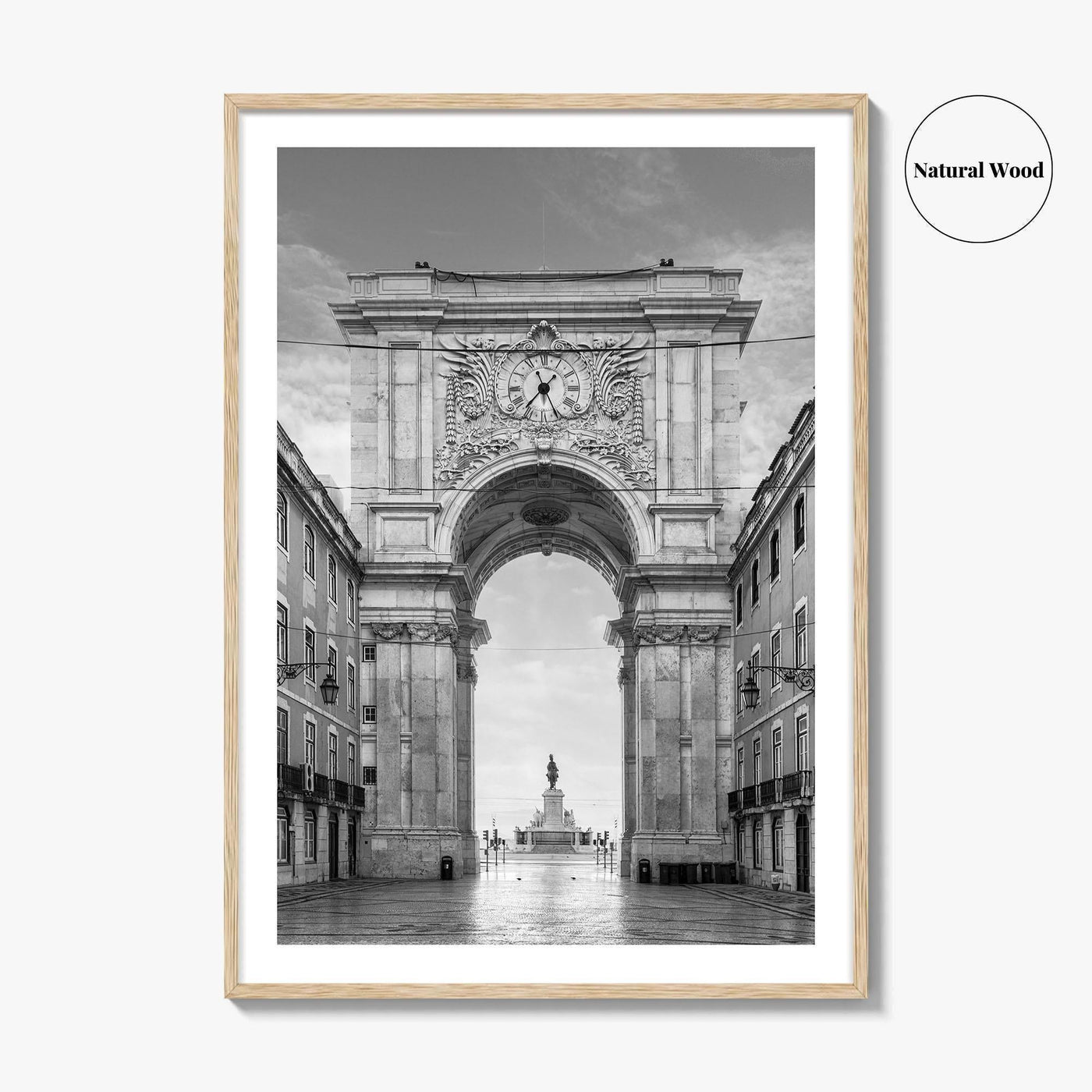 Lisbon Black and White Fine Art Photo Print, Praca do Comercio Poster, Portugal