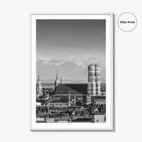 Munich Black and White Fine Art Photo Print, Bavaria Germany Wall Decor Poster
