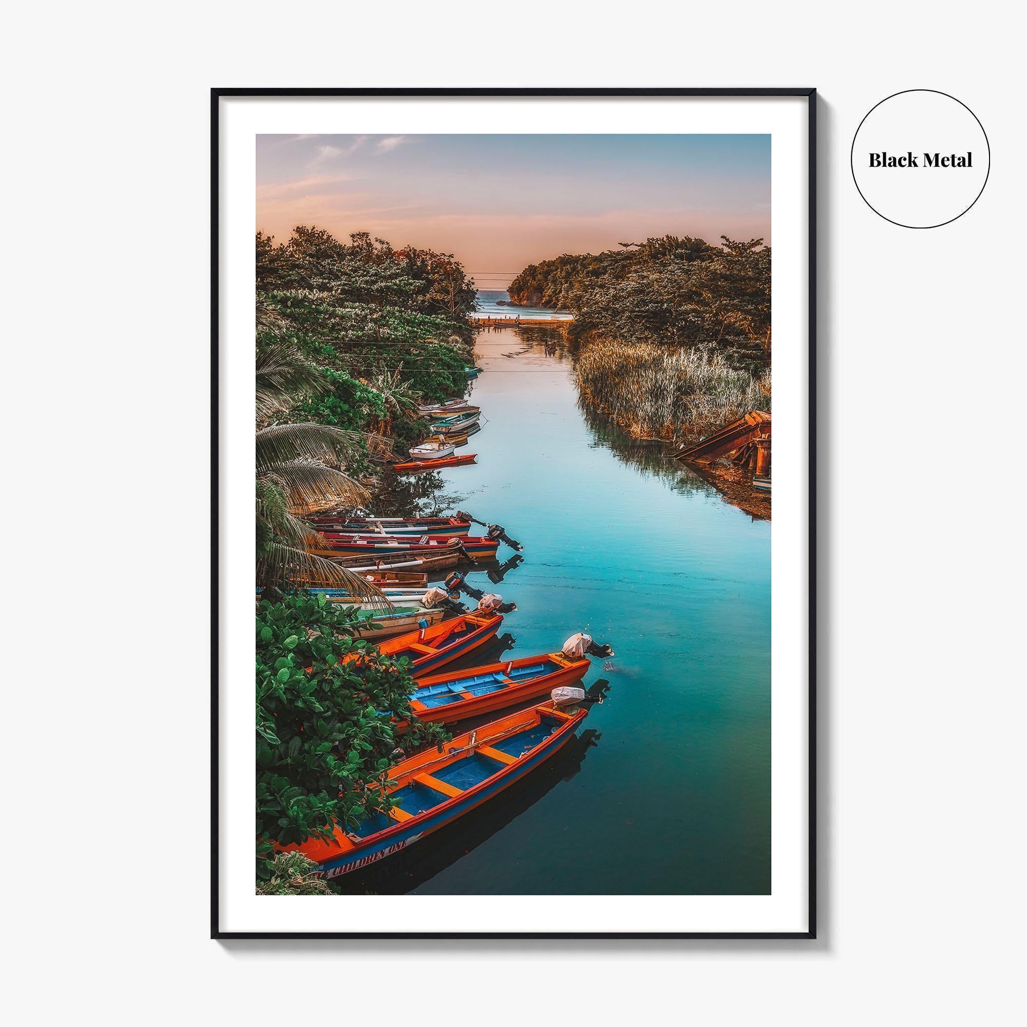 Jamaica Fine Art Photo Print, White River Boats, St Ann, Ocho Rios Wall Poster
