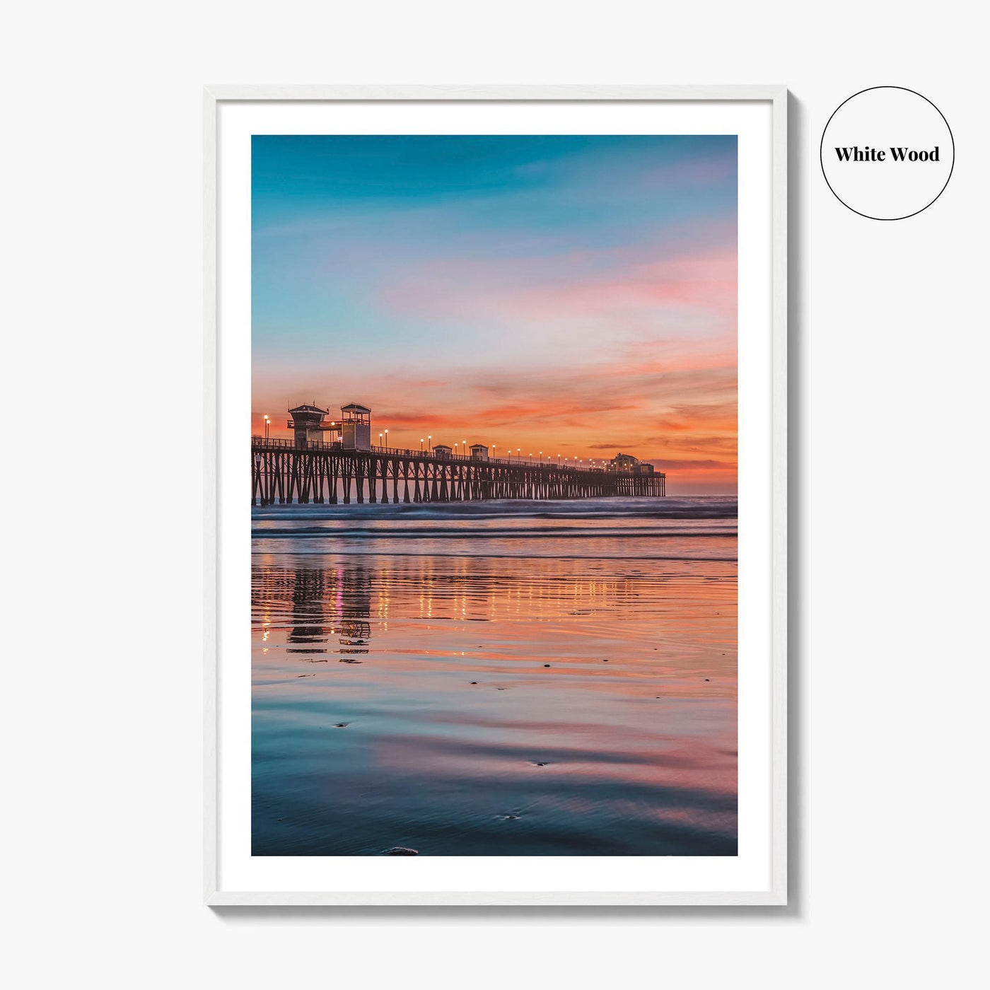 Oceanside Fine Art Photo Print, Pier Beach, San Diego California USA Wall Poster