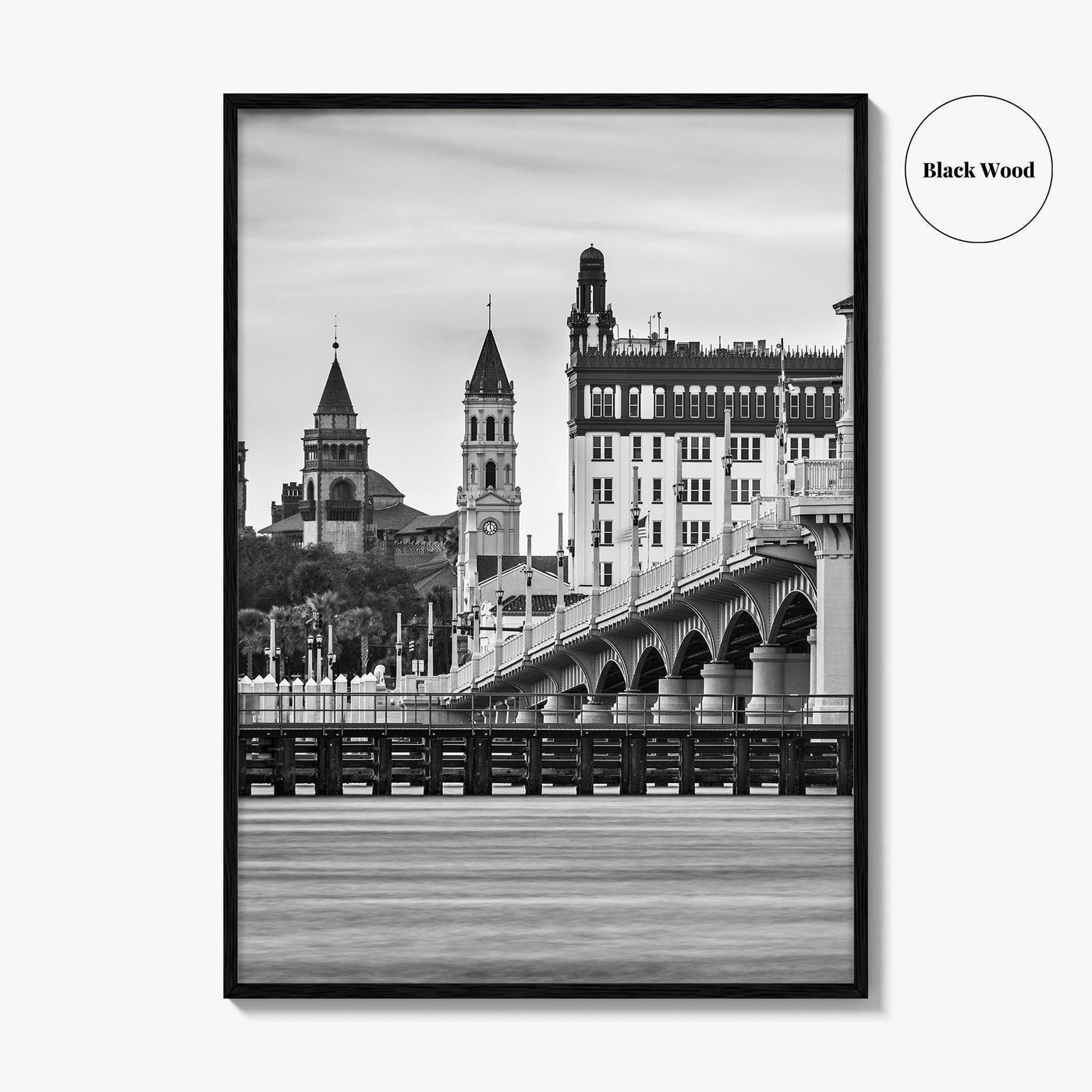 St Augustine Black and White Fine Art Photo Print, Bridge of Lions Florida Poster