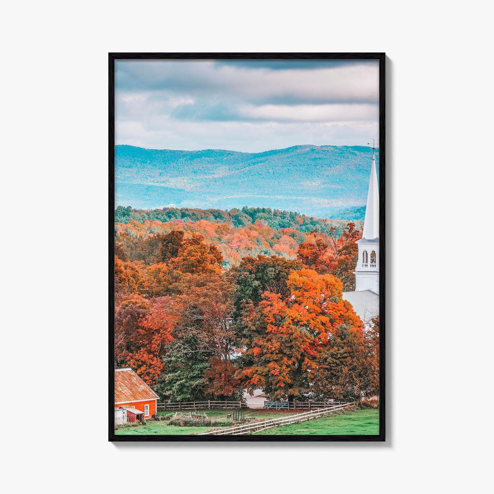 Peacham Vermont Fine Art Photo Print, USA, New England, Autumn Rural Landscape Poster