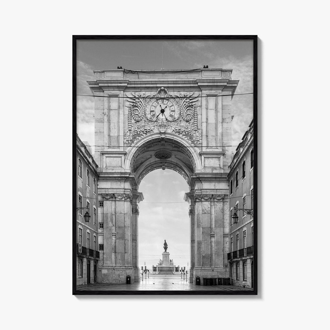 Lisbon Black and White Fine Art Photo Print, Praca do Comercio Poster, Portugal
