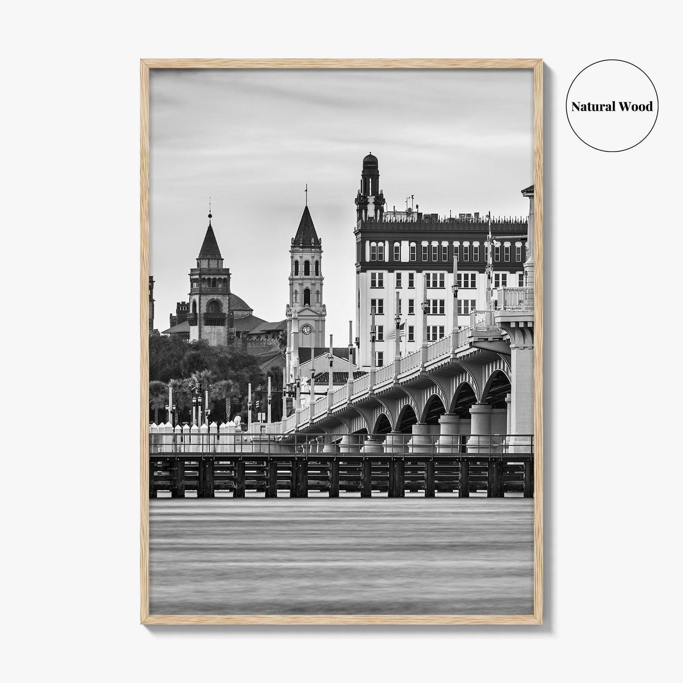 St Augustine Black and White Fine Art Photo Print, Bridge of Lions Florida Poster