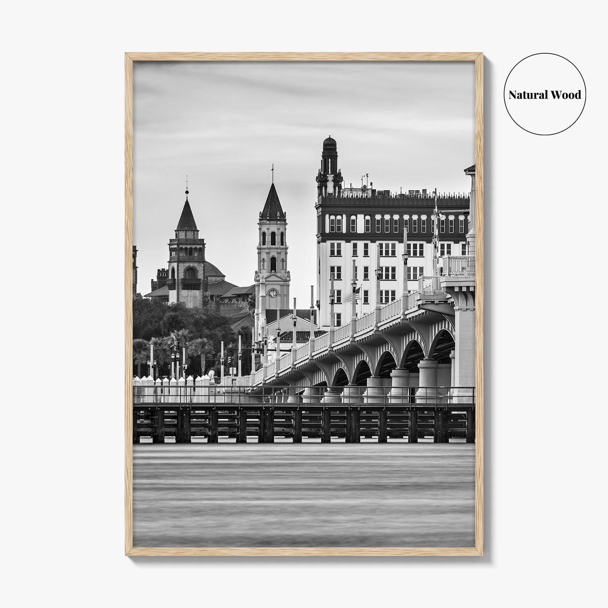 St Augustine Black and White Fine Art Photo Print, Bridge of Lions Florida Poster