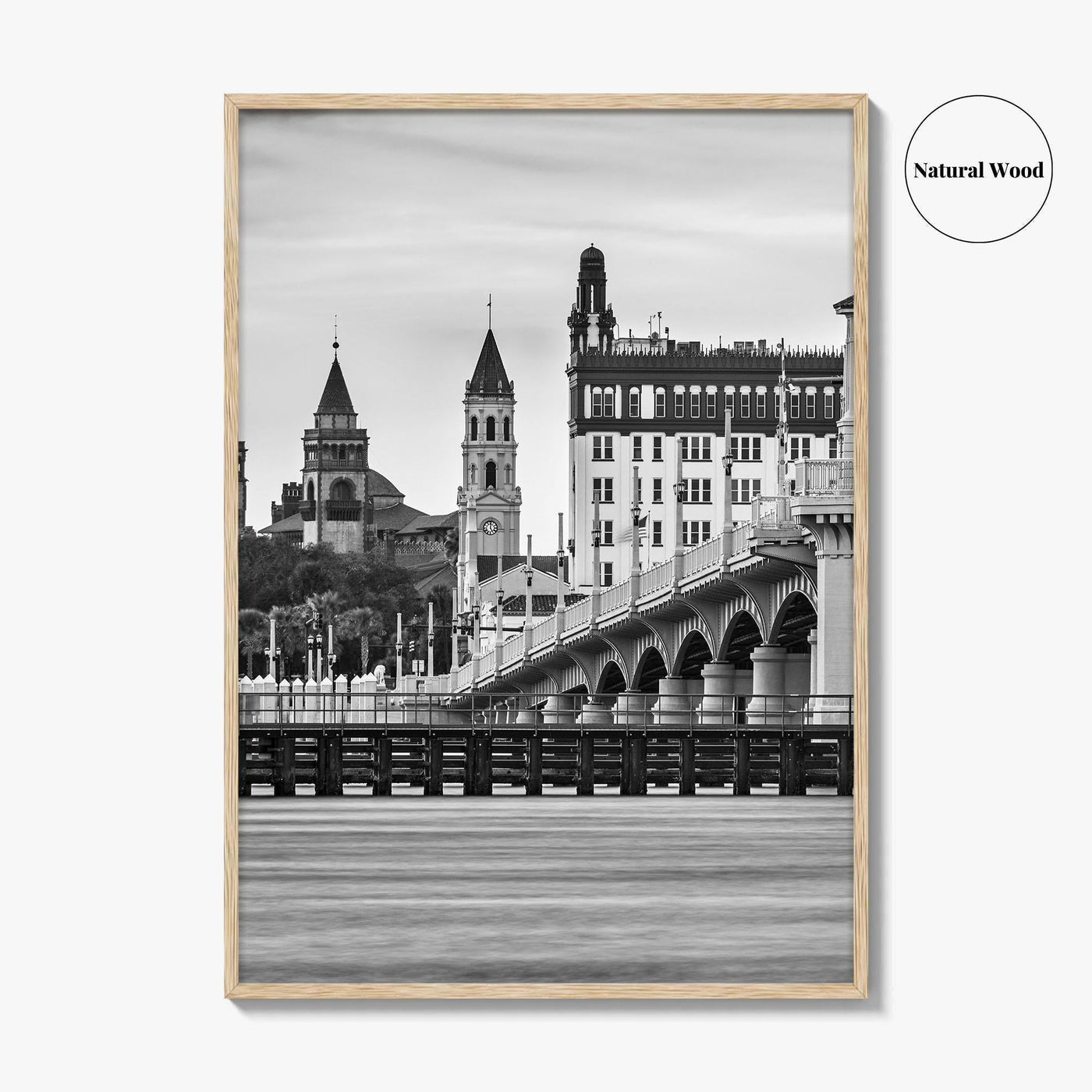 St Augustine Black and White Fine Art Photo Print, Bridge of Lions Florida Poster