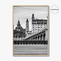 St Augustine Black and White Fine Art Photo Print, Bridge of Lions Florida Poster