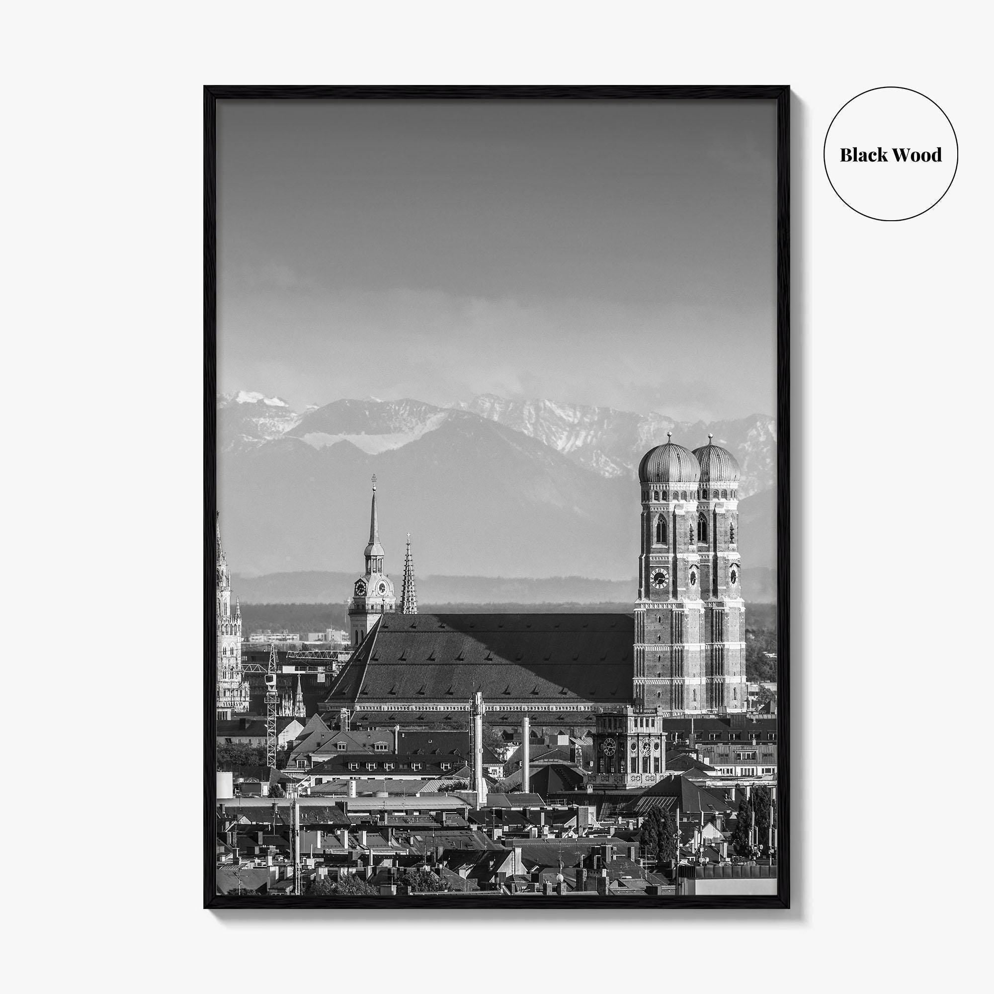 Munich Black and White Fine Art Photo Print, Bavaria Germany Wall Decor Poster