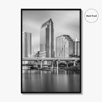 Tampa Skyline Black and White Fine Art Photo Print, Downtown, Florida, Hillsborough River, Poster