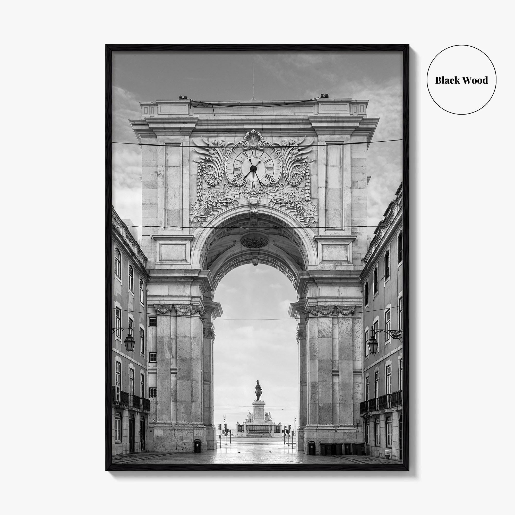 Lisbon Black and White Fine Art Photo Print, Praca do Comercio Poster, Portugal
