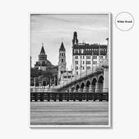 St Augustine Black and White Fine Art Photo Print, Bridge of Lions Florida Poster