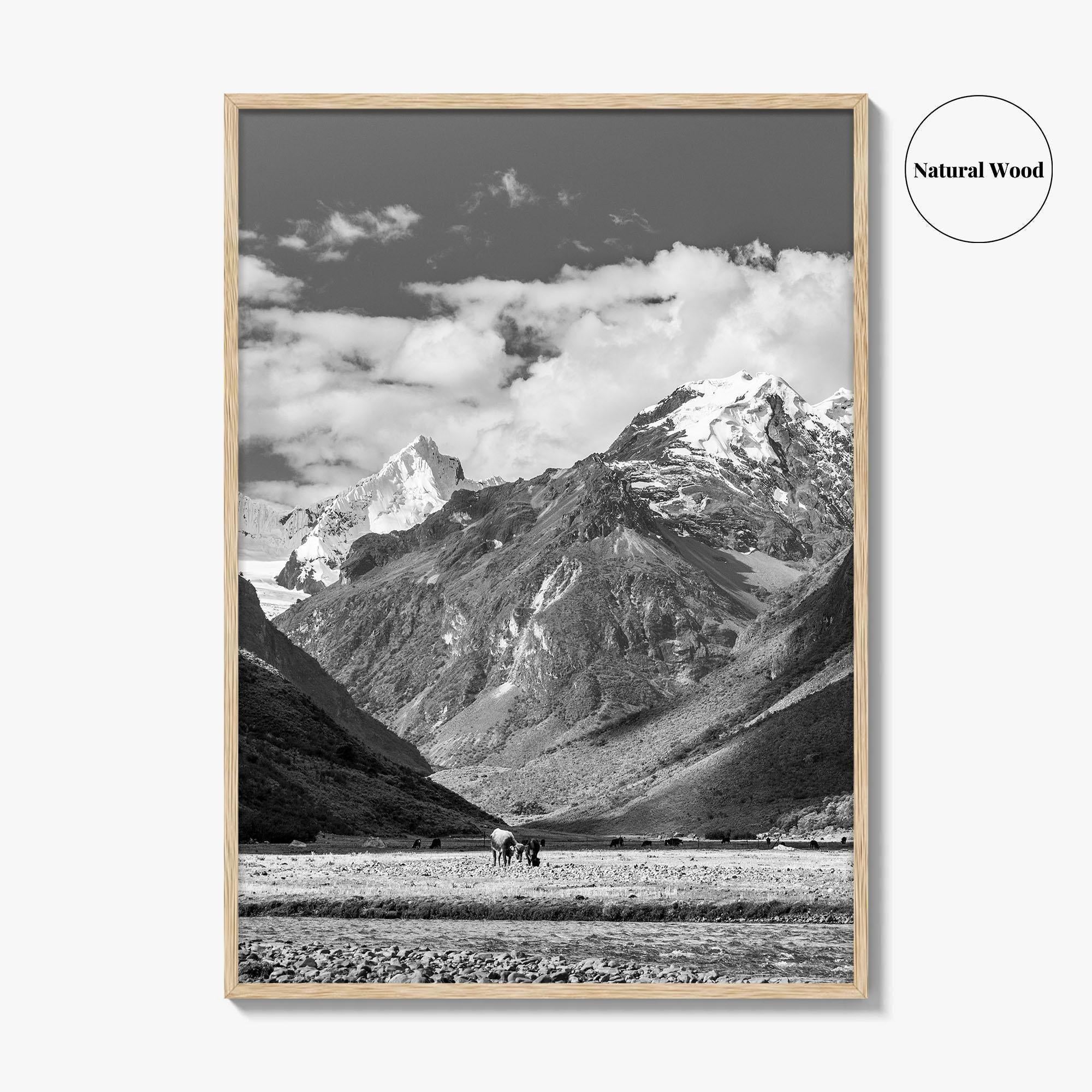 Peru Black and White Fine Art Photo Print, Andes Mountains, Cordillera Blanca Wall Poster
