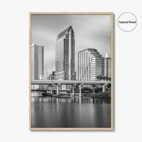 Tampa Skyline Black and White Fine Art Photo Print, Downtown, Florida, Hillsborough River, Poster