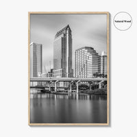 Tampa Skyline Black and White Fine Art Photo Print, Downtown, Florida, Hillsborough River, Poster